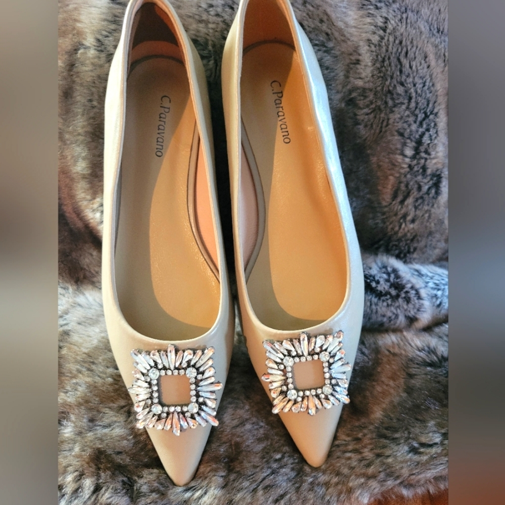C Paravano Camel Crystal Flats 9